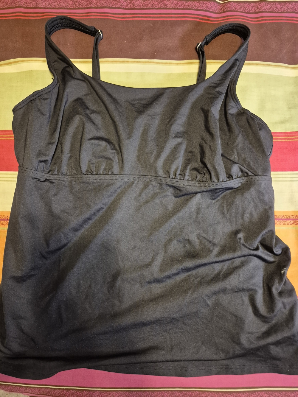Lands End Black Tankini Top - Solid Black Size 18